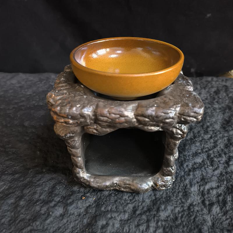 

2 in 1 Retro Stoneware Tea Warmer Candle Holder Heating Base Ceramics Incense Burner Not with Teapot Keep Warm Tea Stove