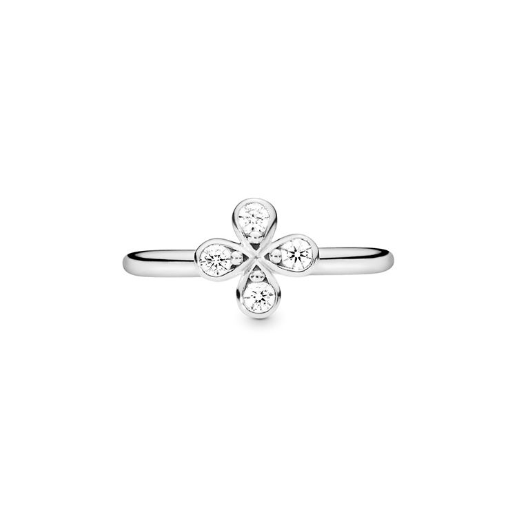 Pandora Four Leaf Flower 925 Silver Ring Women rings 197967CZ 54