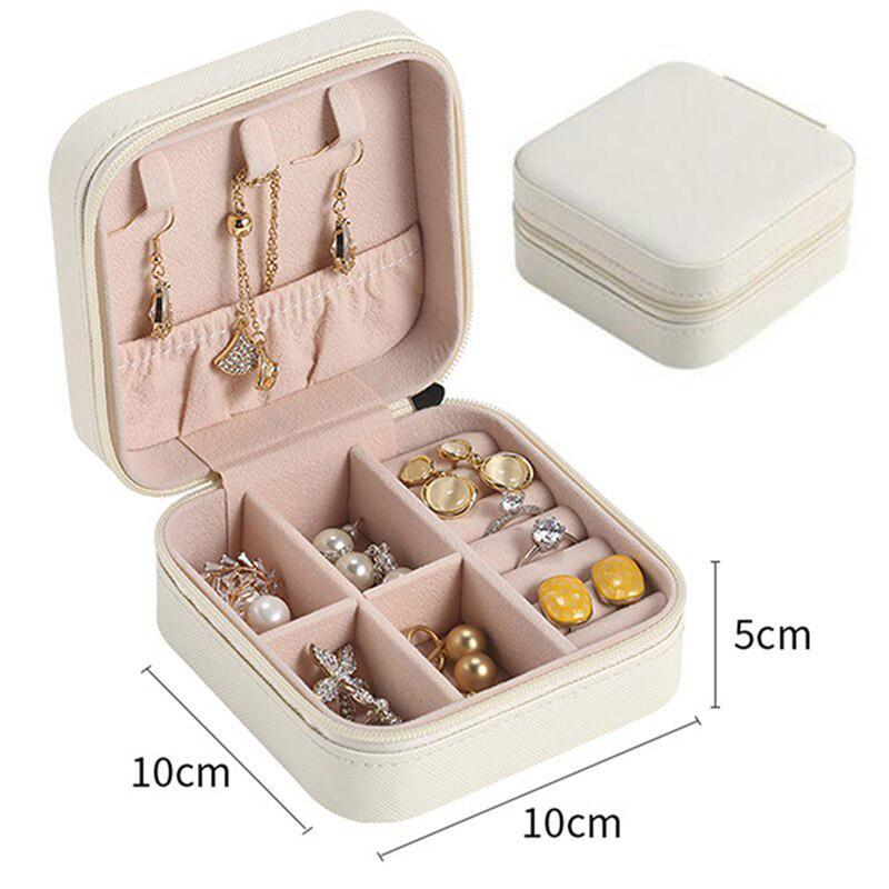 1Pcs Tragbare Schmuck Box Schmuck Organizer Display Reise Schmuck Fall Boxen Taste Leder Lagerung Zipper Jewelers WBL