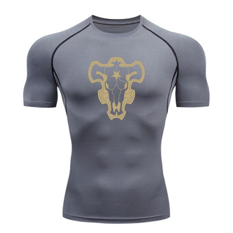 Men's Quick Dry Compression Workout T-shirt, Retro Bull Skul