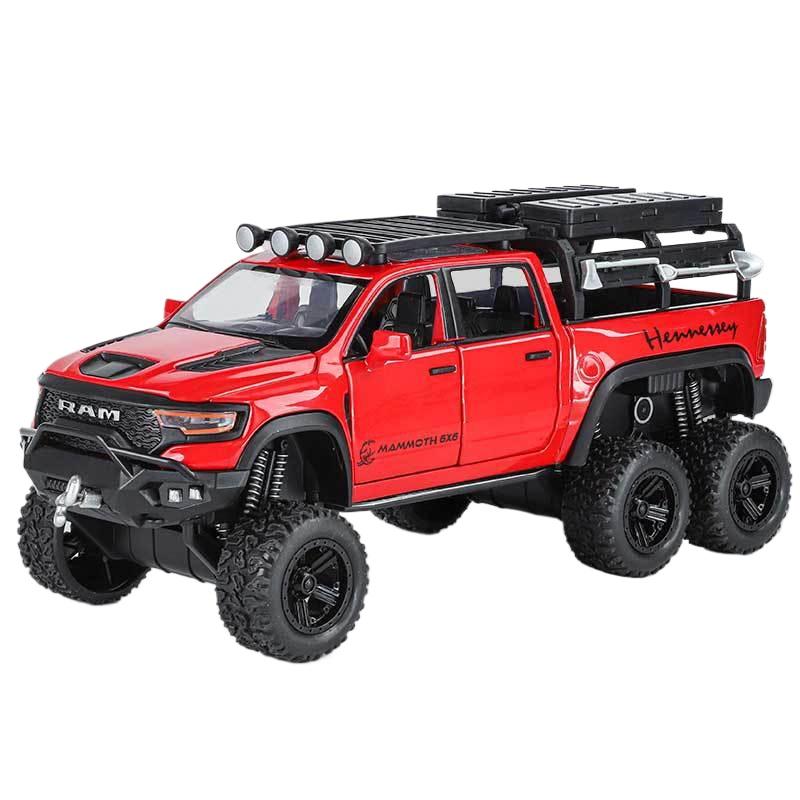 1/32 Dodge Mammoth 1000 6*6 TRX RAM Hennessey Off Road Pickup SUV Alloy Diecast Model Car Children's Toys Collectibles Gift Boy