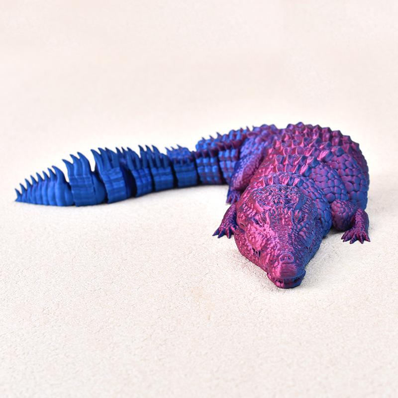 3D Printed Crocodile Can Open Mouth Articulated Body Model Mini Toy Joint Movable Articulated Figurin Desktop Ornament Kids Gift