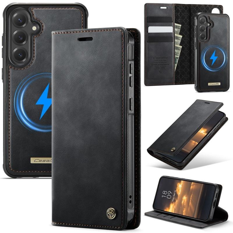 

Магнитный беспроводной зарядный кожаный кошелек-чехол для телефона Samsung Galaxy S25 Edge S24 FE S23 Plus S22 Ultra S21 S20 с откидной крышкой (Samsung S20)