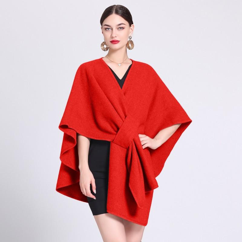 Womens Oversized Knit Shawl Cape Cardigan Warm Loose Outerwear Winter Street Style