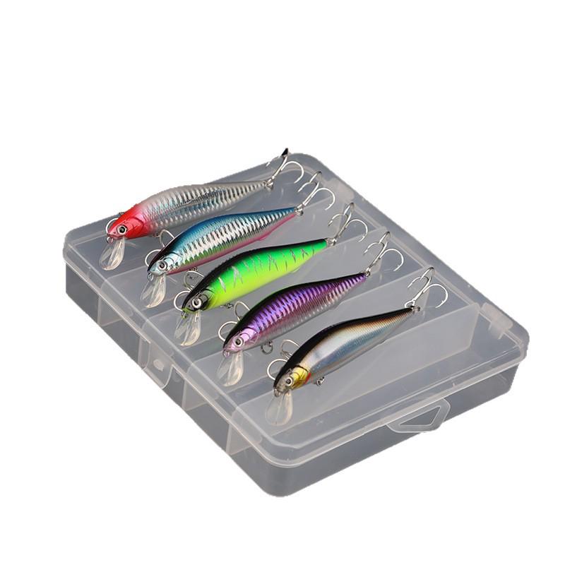 5-Piece Minnow Lure Set with Fixed Gear System, Great for Long Casting, Surface Rattling in Freshwater Fishing