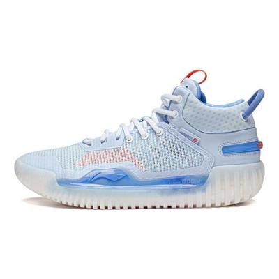 Li Ning Anti-Five 3 Stoff Synthetikleder Rutschfest Atmungsaktiv Mid-Top Basketballschuhe Herren Sneaker Himmelblau ABFT005-5