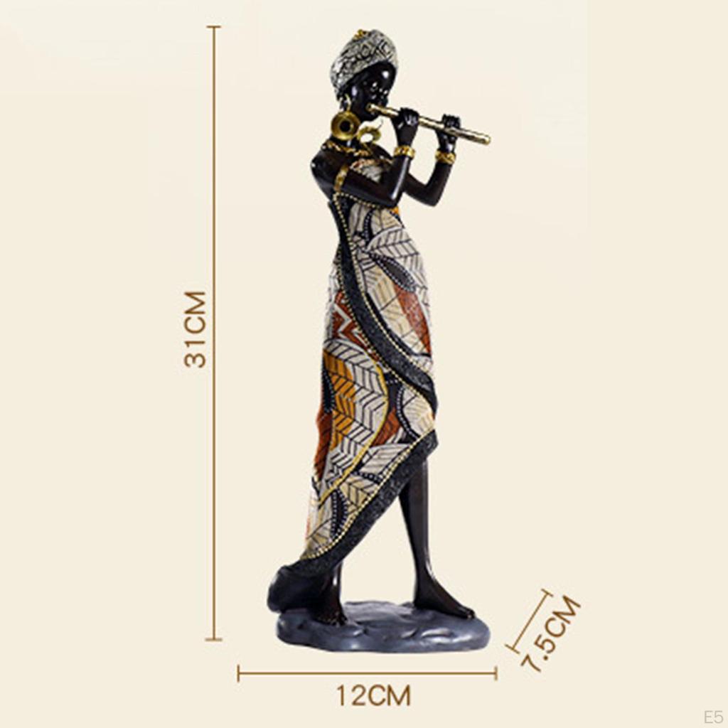 African Lady Figurine Tribal Women Statue Exotic Ornaments for Living Room
