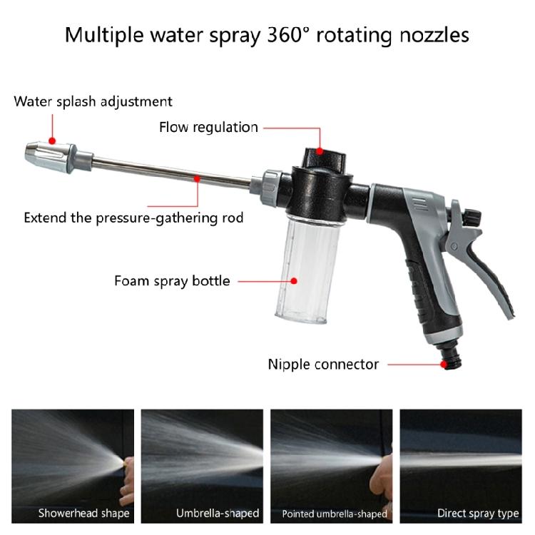 Rotating Head Watering Spray Guns High Pressure Car Washer with Detachable Soap Dispenser Garden Irrigation System