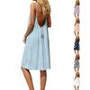 Women's Backless Spaghetti Strap Dress, Sleeveless Thin-strapped Flowy Beach Vacation Short Dress, With Back Tie.