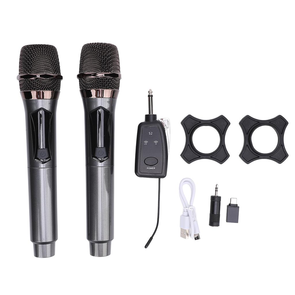 2PCS Wireless Microphone 2.4G Noise Reduction Handheld Dynamic Microphone Set with Receiver for