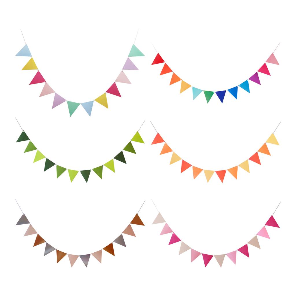 1pcs Set 16.4ft Macaron Paper Card Triangle Banner For Birthday Party Banner Flags Pennant Banner Flags Pennant Banner