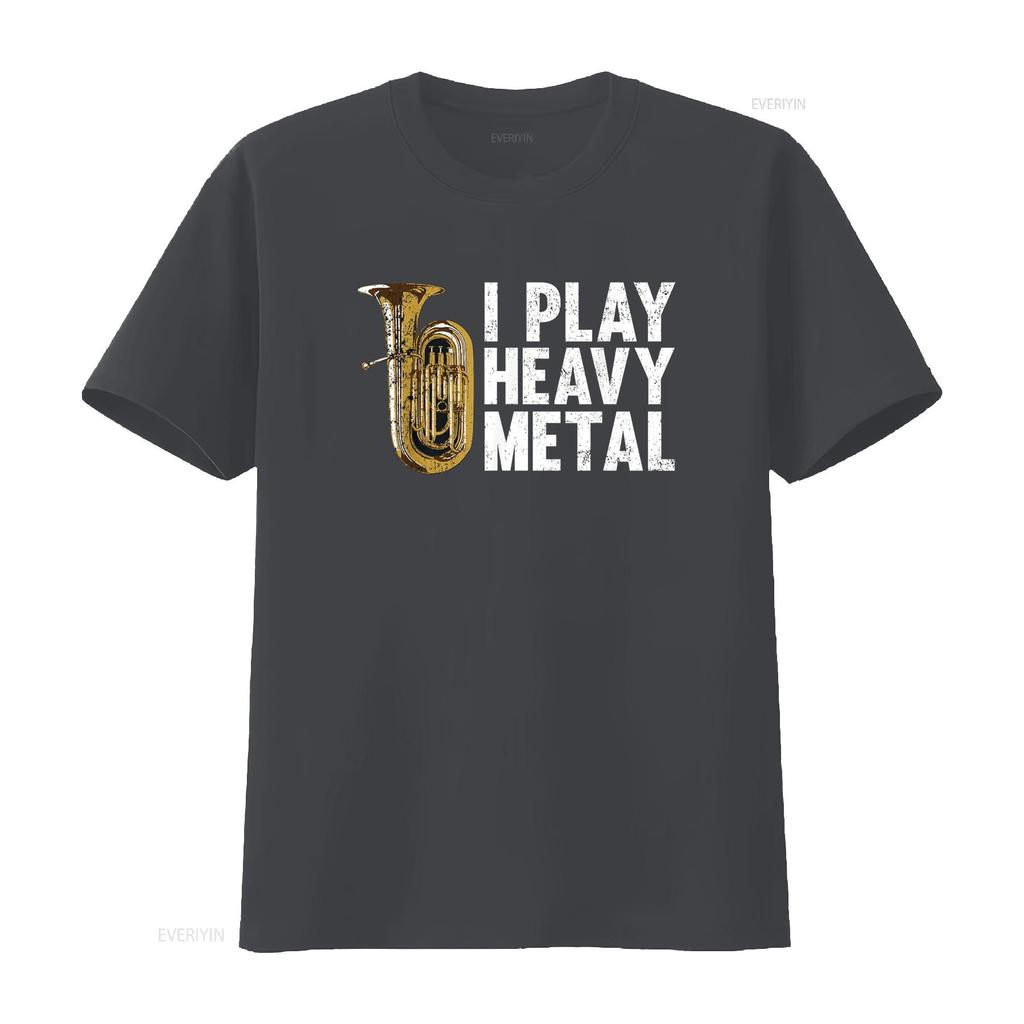 T-shirt Tuba Drôle Je Joue du Heavy Metal vintage Lavé homme Haut Élégant Pour le Quotidien Unisexe Respirant Légèrement mode