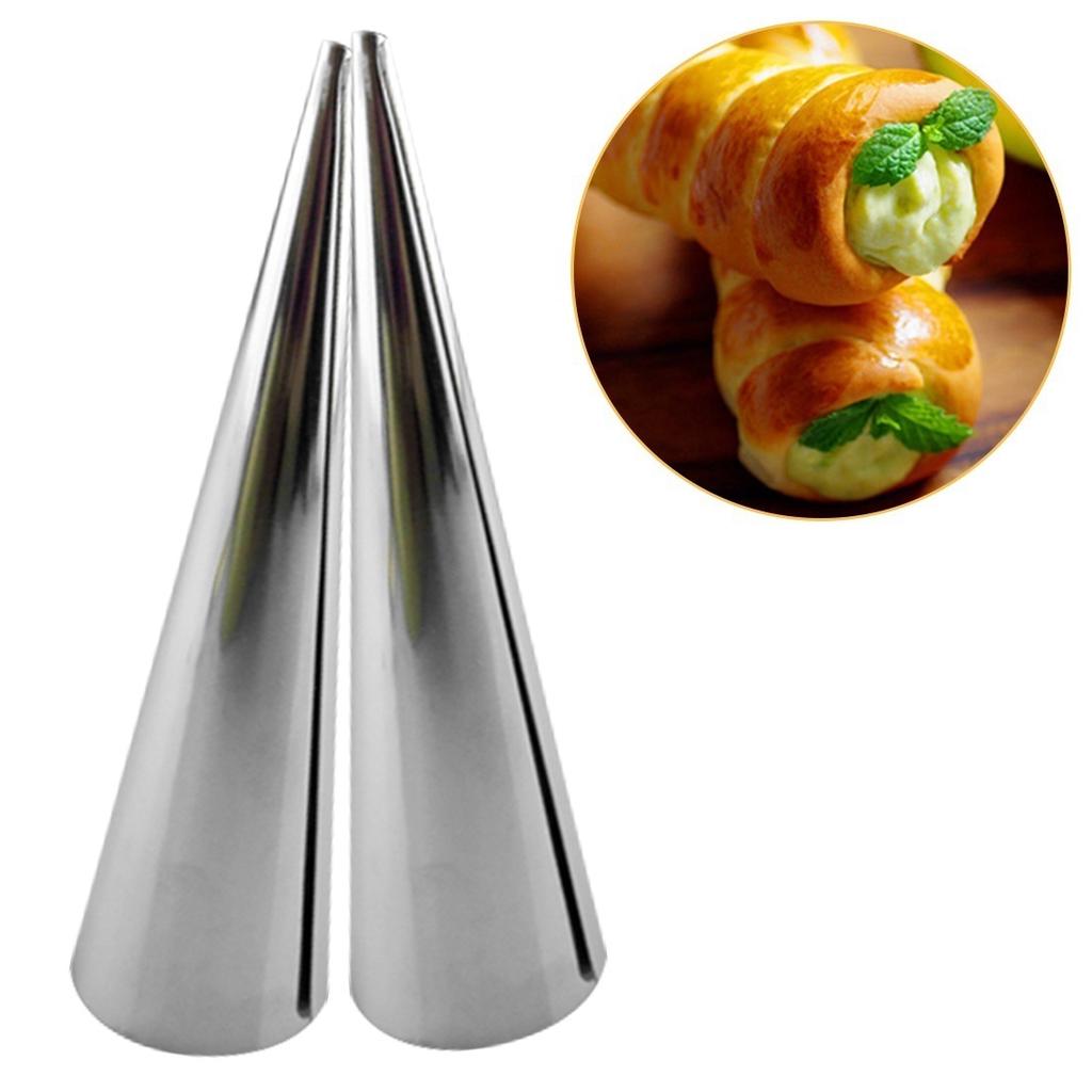 3pcs /Lot Baking Cones Stainless Steel Spiral Croissant Tubes Horn Bread Pastry Making Cake Mo