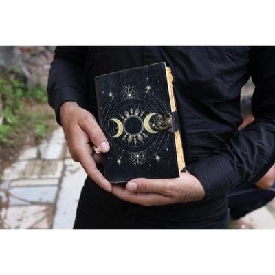 Sun Moon Leather Journal for Men Women 200 Pages of Antique Handmade Deckle Edge Vintage Paper Traveling Sketchbook