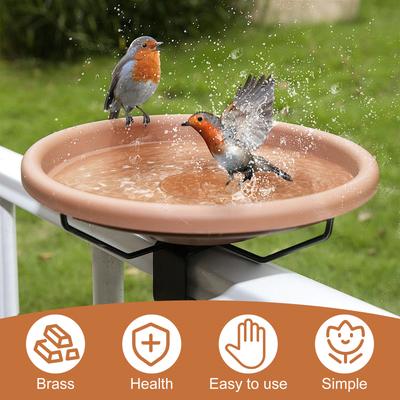 2 Peças Bacia para Pássaros Disco de Cobre Com Suporte de 3 Pontos Placa Purificadora para Bacia de Pássaros Bandeja Alimentadora Limpador de Água para Jardim Exterior