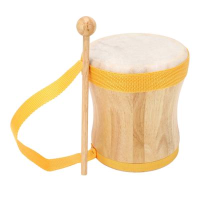 Handtrommel-Set Holz Schafsfell-Oberseite Professionelles Perkussionsinstrument Trommel mit Schlägel Gelb