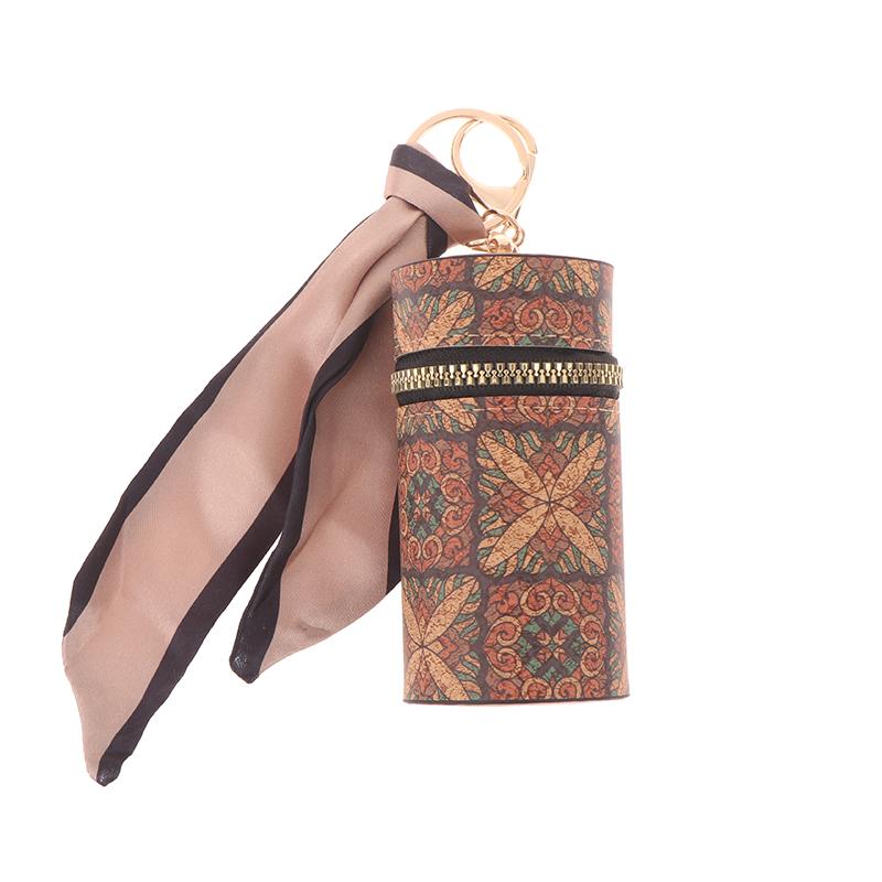 Retro Wood Grain Bucket Coin Purse Fashion Lipstick Bag Mini Storage Bag Earphone Bags Keyring Pendant For Women Girls Gift