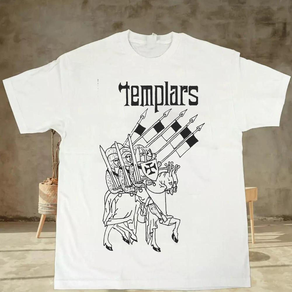 Collection The Templars Tour Band White Cotton T Shirt  Unisex T-Shirt S