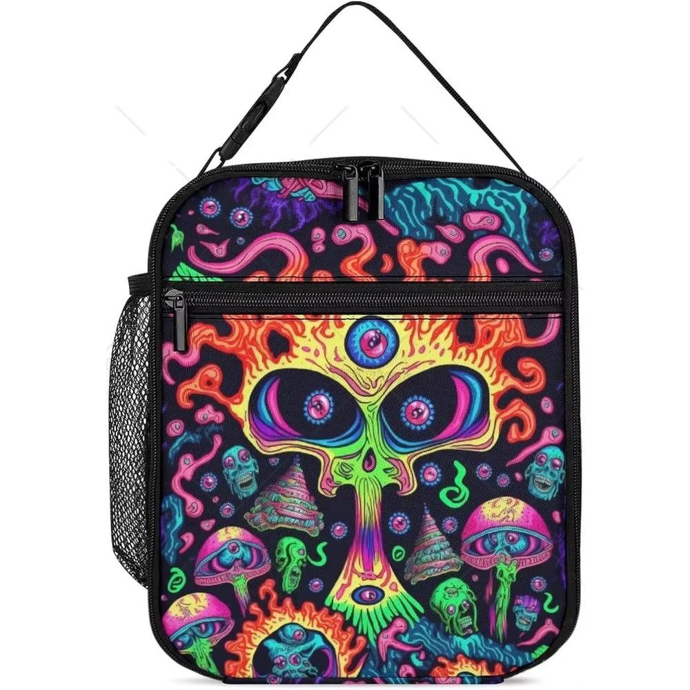 Cute Gothic Skull Insulated Lunch Bag Portable Lunch Box Reusable High Quality and Large Quantity Tote Bag for Women Men