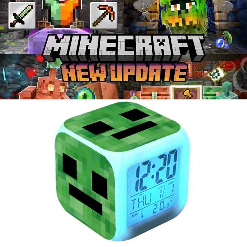 Colourful Minecraft Changing Alarm Clock With Lcd Screen Calendar For Home Use