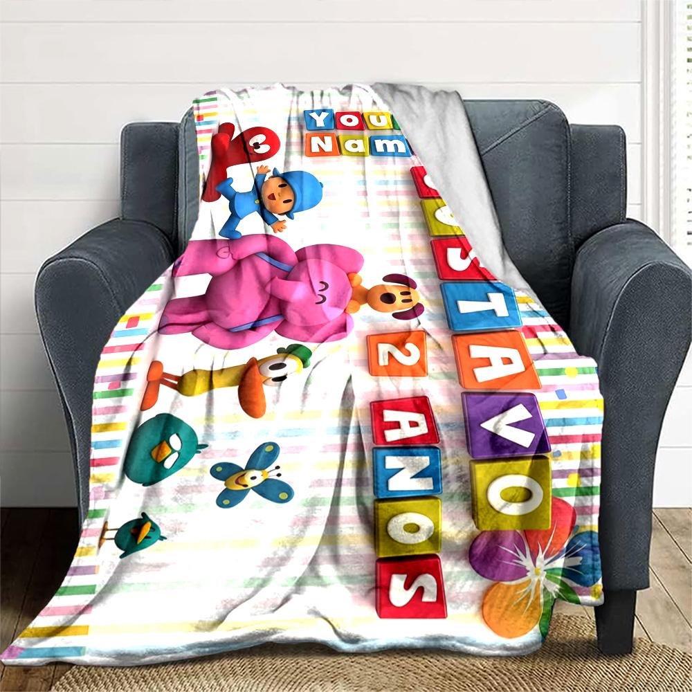 Pocoyo Personalized Text Blanket Throw Personalized Blanket Durable Comfort Throw For Sofa Seaside Office Chair Chair Four Seasons Multipurpose