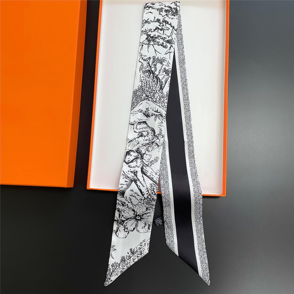 2024 New Design Small Floral Tarot Scarf Women Skinny Bag Silk Scarves Luxury Brand Scarf Foulard Hair Neckerchief Headband