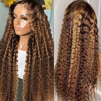 Front Lace Wig Women's Highlight Piano Color Gradient Small Curly Long Curly Hair Front Lace Wig