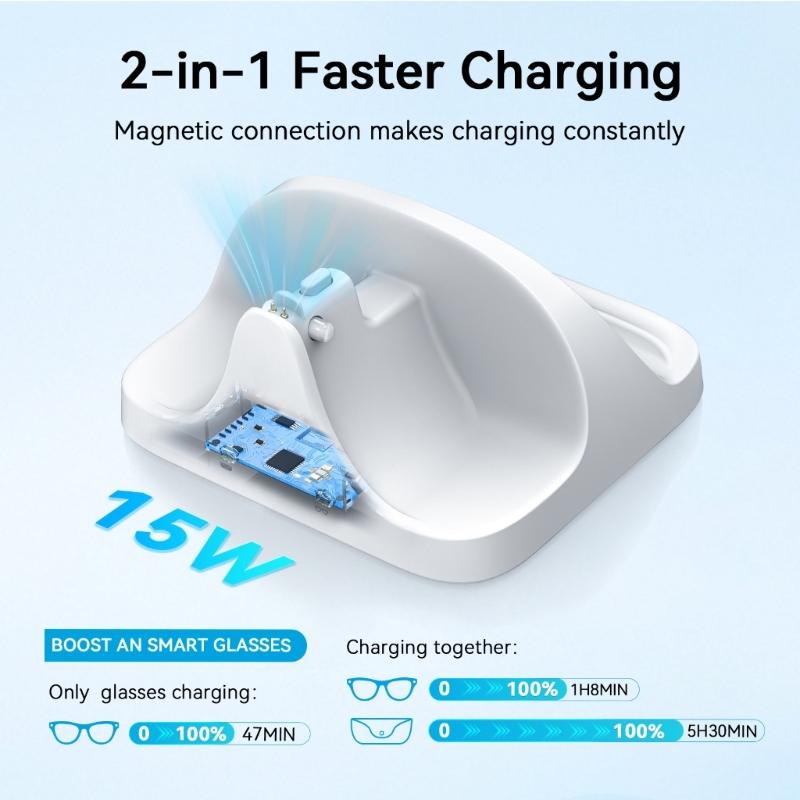 Portable Intelligent Charging Station With Magnetic Technology For Eyewear Technology Glasses ABS Case Home Office Use