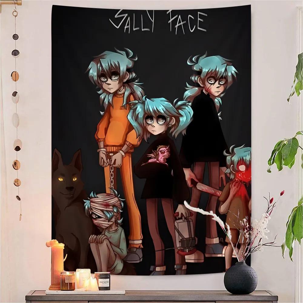 

Sally Face Anime DIY Wall Tapestry Hanging Tarot Hippie Wall Rugs Dorm INS Home Decor 74x94cm(29x37in)