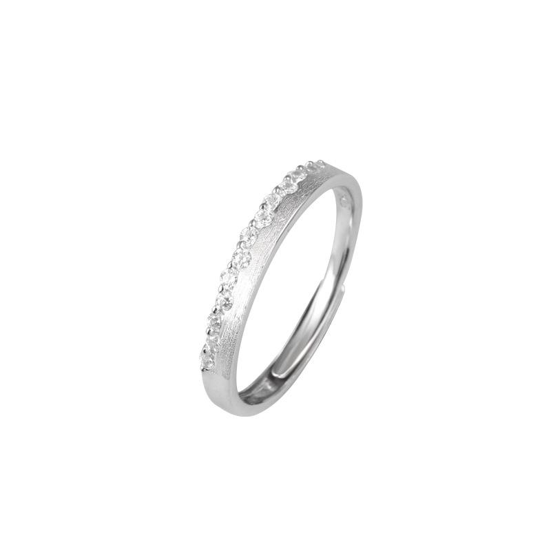S925 Sterling Silver True Heart Couple Engagement Rings with Inlaid Diamonds - Elegant Wedding Set Adjustable