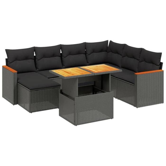 VidaXL Garden Lounge Set with Cushions 8 Pcs, Patio Sofas, Patio Furniture Set, Outdoor Furniture, Black 3273190