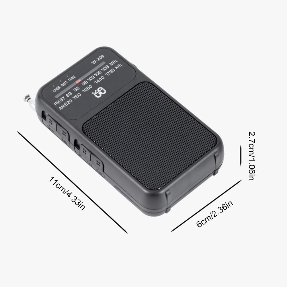 Portable Pocket AM FM Radio Built-in Speaker 2 Band Stereo Radio Battery Operated Telescopic Antenna Radio Flashlight for Senior