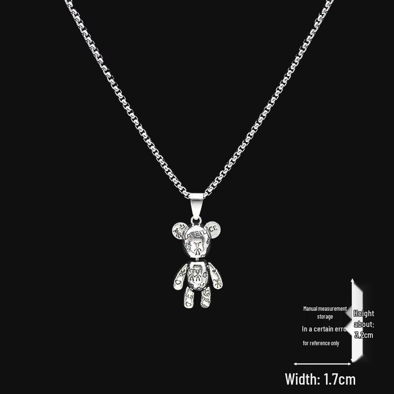 Creative Cartoon Bear Necklace with Movable Limbs - Zinc Alloy Pendant Jewelry