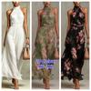 Rochii Maxi Elegante din Șifon cu Gât Legat și Imprimeu Floral Verde pentru Femei La Modă Fără Mâneci Linie A Rochie pentru Invitați la Nuntă Petrecere Boho Haine Noi