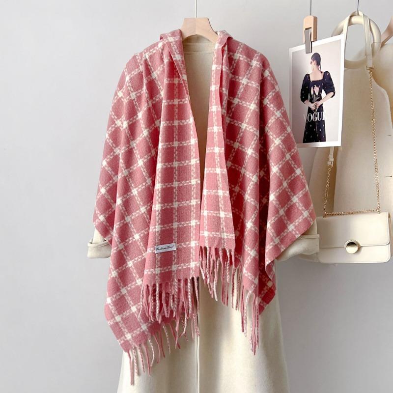 Korean Style Thick Warm Checkered Scarf Women Winter Neck Shawl Wrap