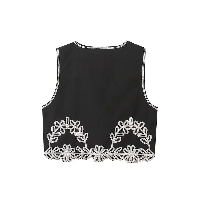 Jnleaog Summer New Arrival Women's Clothing Fashion Style French Fashion All-Match Casual Commute Style Embroider Vest