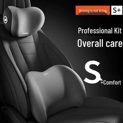 Car Neck and Lumbar Support Set - Memory Foam Headrest and Pillow