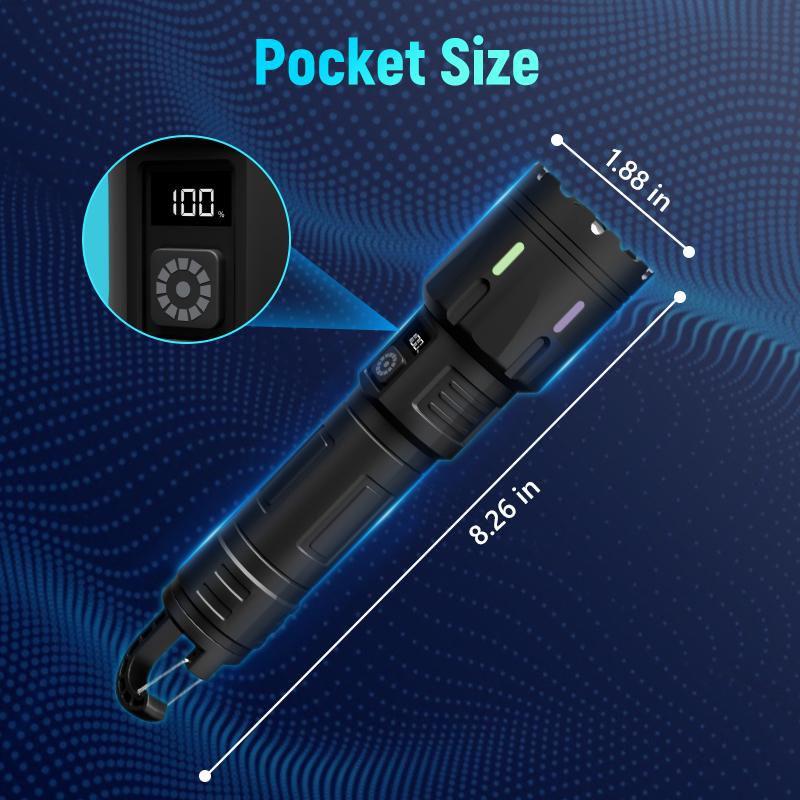 High Strong Power Led Flashlights Emergency Spotlights Telescopic Zoom Built-in Battery USB Rechargeable Camping Torch