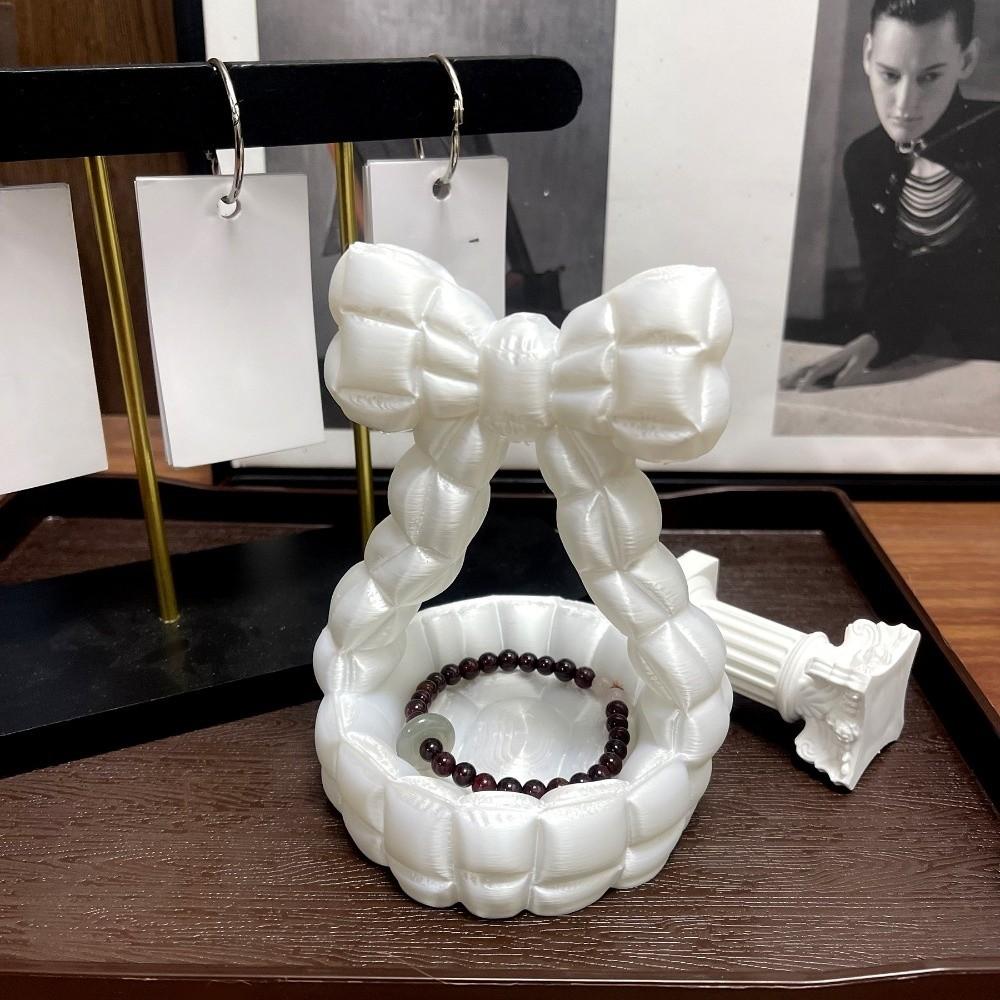 Elegant Bow 3D Printed Jewelry Tray Sweet Baroque Style Sofa-shaped Ring Holder Decorative Creative Shell Shape Jewelry Tray
