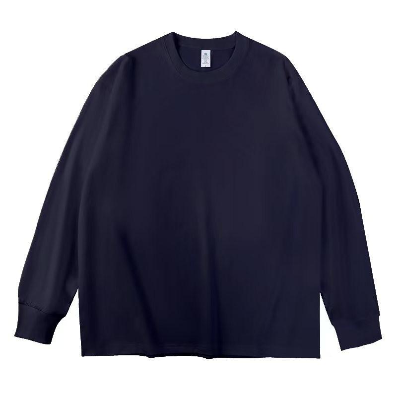 Unisex Ribbed Long-Sleeve Pure Cotton Sweatshirt T-Shirt | Casual Loose Base Layer