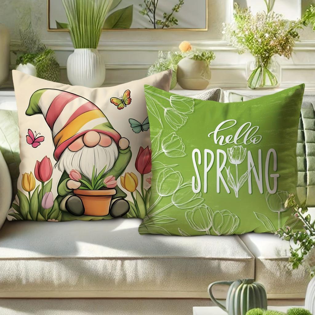 Nordic Dwarf Flower Pattern Home Decor Pillowcase Bedroom Living Room Sofa Decoration Polyester Cushion Cover with Zipper