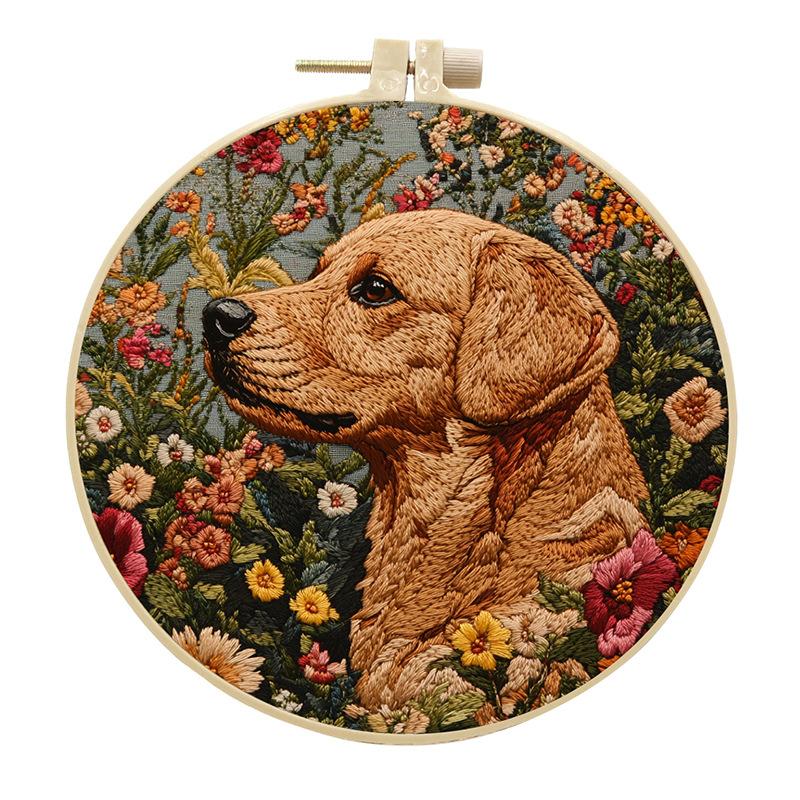 1pc Cute Dog Pattern Embroidery DIY Fabric Craft Set with Tools