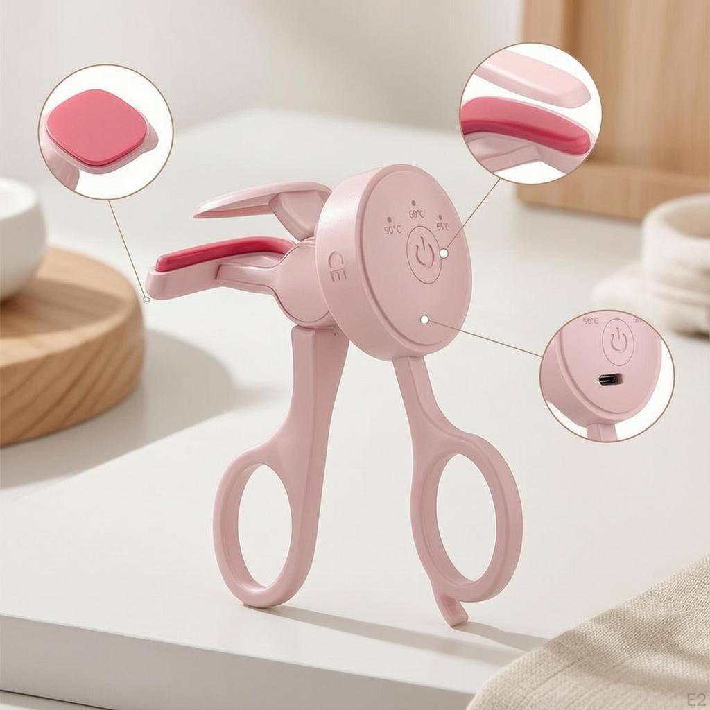 Heated Eyelash Curler USB Charging Electric Lash Cosmetics Tool Portable