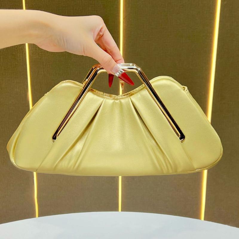A Fashionable Women's Pleated Handbag, A Niche Pleated Clutch Bag, and A Dinner Bag