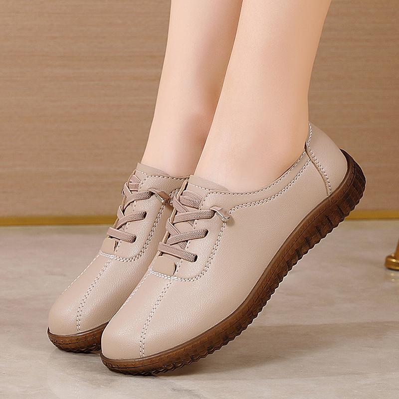 New large size 100% cowhide Women's Loafers Leather shoes casual sports shoes Fashion Lightness Womens vulcanized shoes sneakers