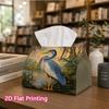 1pc, 2D Flat Printing, Tissue Box with Blue Heron Pattern In Nature, Durable Decorative Storage Box for Kitchen And Living Room, Dispenser for Home An