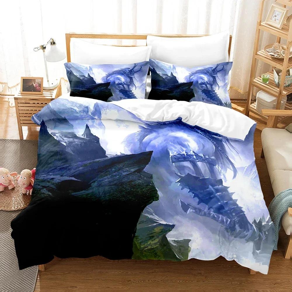 3D printed Fantasy witch dragon Alien world Beding Set Down Comfortable Quilt Cover featuring Pilowcase Double Complete Quen King Beding