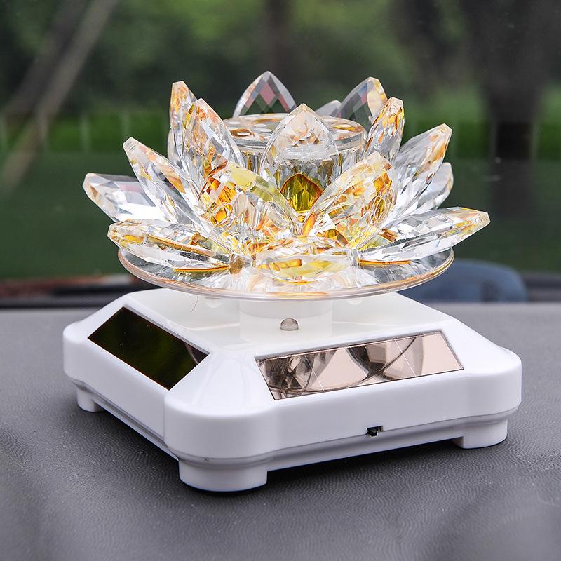 Solar-Powered Rotating Lotus Car Perfume Ornament