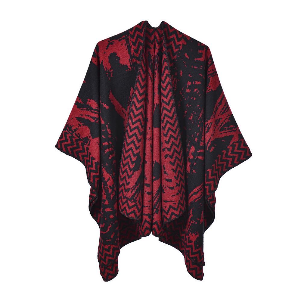 European & American Fashion Large Shawl - Thickened, Warm, Imitation Cashmere Cape Cloak