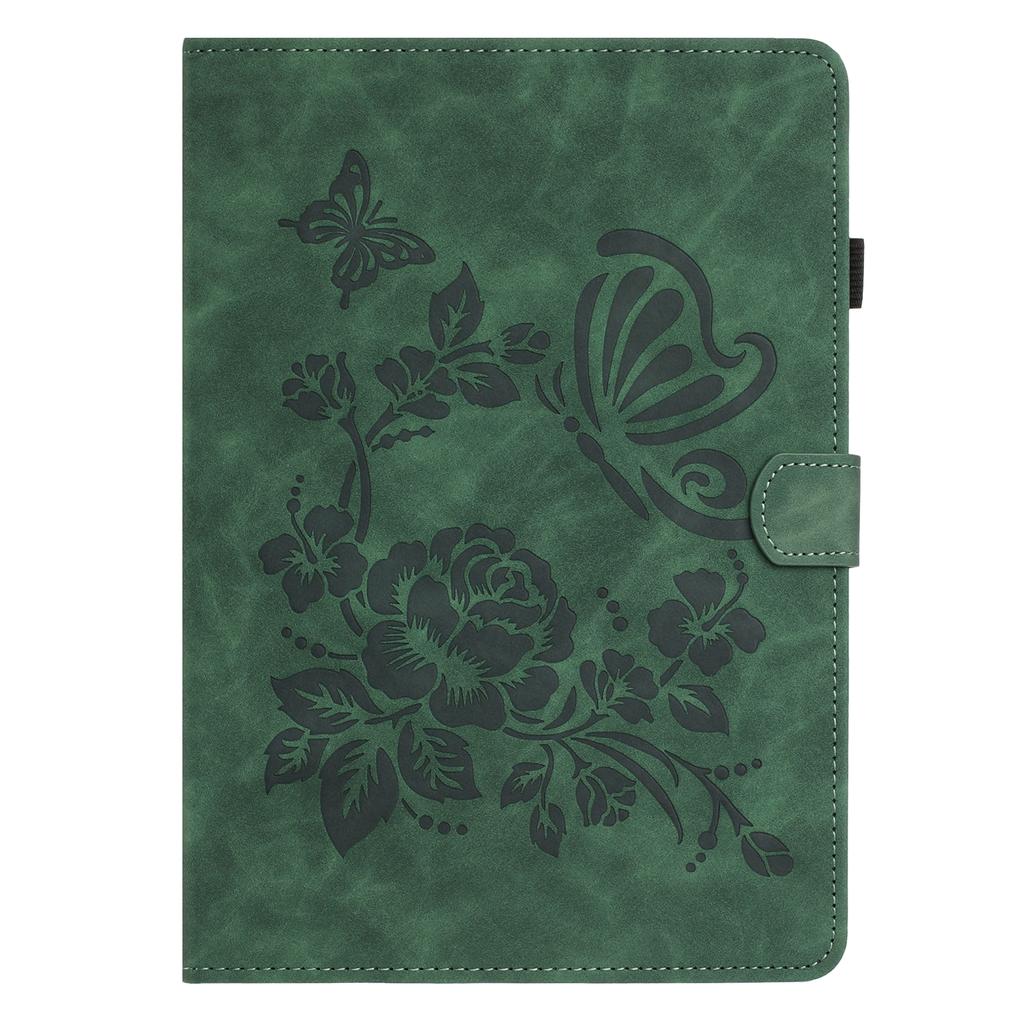 For Samsung Galaxy Tab A11/A9 Case Card Holder Stand Butterfly Floral Imprinted Leather Tablet Cover